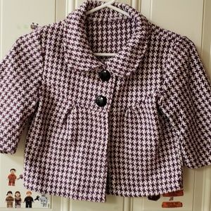 Women Tweed Purple Cropped Coat